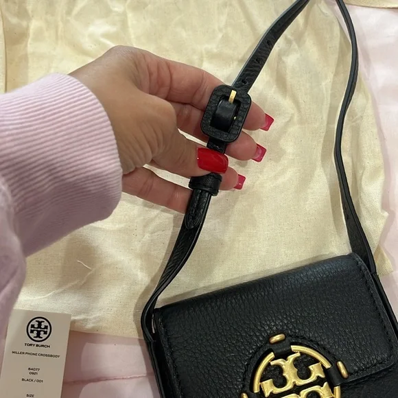 Tory Burch Black Leather Crossbody Phone Bag - Picture 3 of 9
